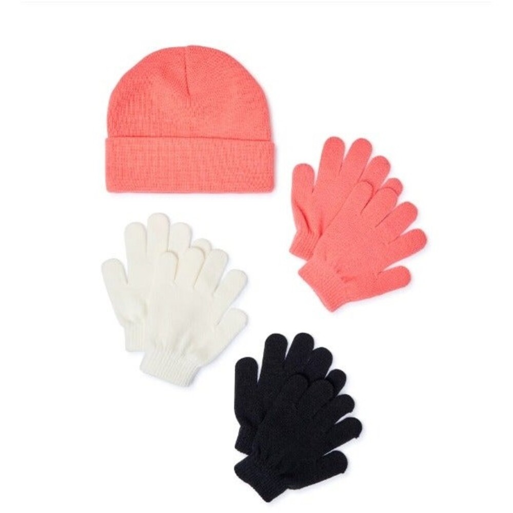 Girl's Set of 3 Pairs of Gloves and a Hat NEW Wonder Nation